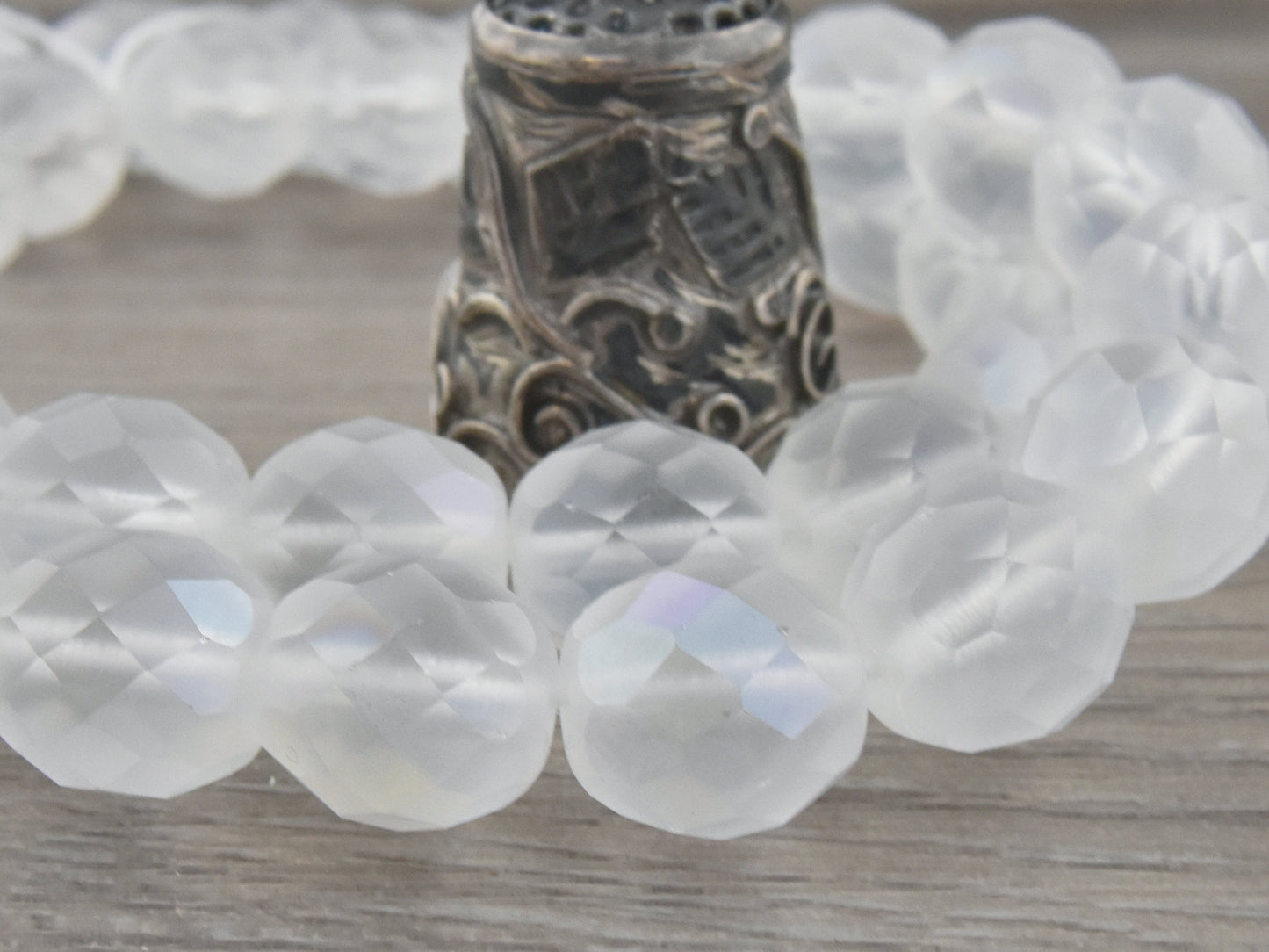 Czech Glass Beads - Fire Polished Beads - Round Beads - Faceted Beads - Matte Crystal Opaline AB - 8mm or 10mm