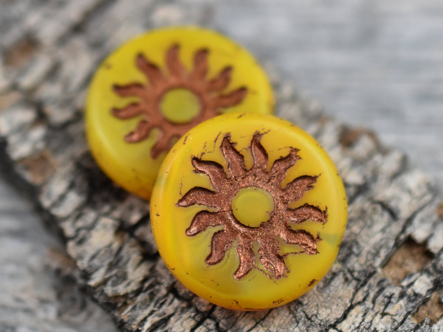 Czech Glass Beads - Sun Beads - Picasso Beads - Focal Beads - Large Glass Beads - 21mm - (3582)