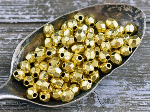 *250* 4x3mm Gold Faceted Oval Spacer Beads