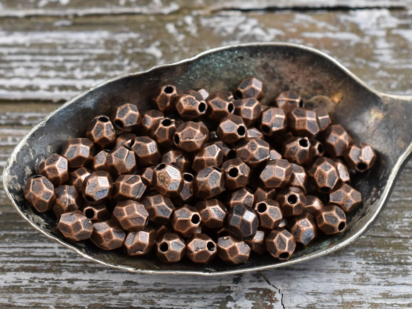 *300* 4x3mm Antique Copper Faceted Oval Spacer Beads