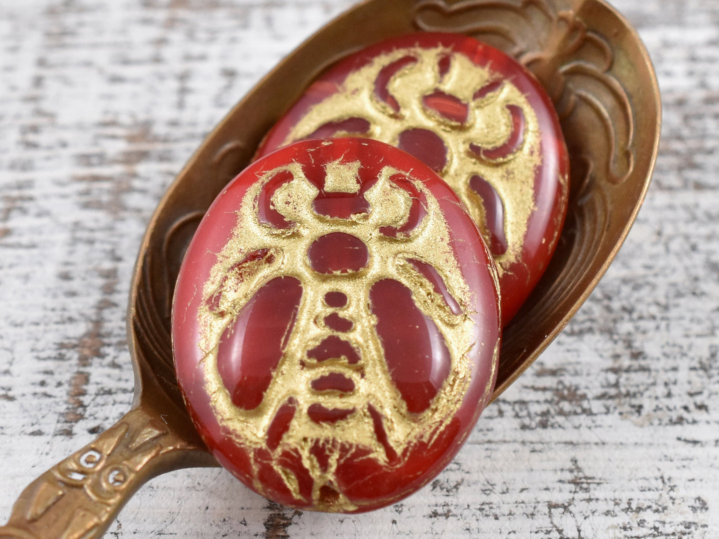 Czech Glass Beads - Bumble Bee Bead - Picasso Beads - Honey Bee Beads - 22x18mm - 2pcs - (4634)