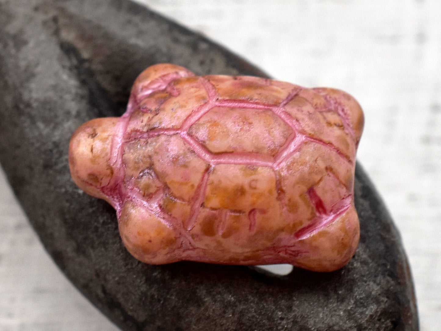 Czech Glass Beads - Turtle Beads - Picasso Beads - Tortoise Beads - 19x14mm - 2pcs - (5949)