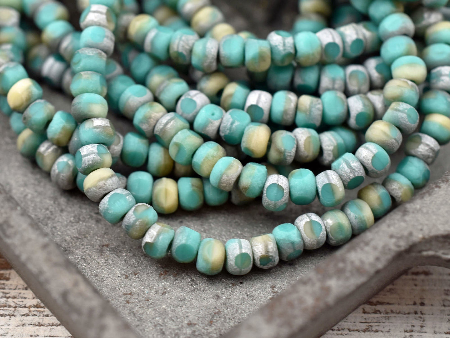 Czech Glass Beads - Seed Beads - Trica Beads - Etched Beads - 4x3mm - Picasso Beads - Spacer Beads - Size 6 Beads - 50pcs - (A619)