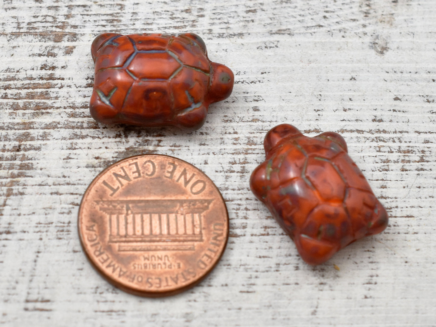 Czech Glass Beads - Turtle Beads - Picasso Beads - Tortoise Beads - 19x14mm - 2pcs - (6003)