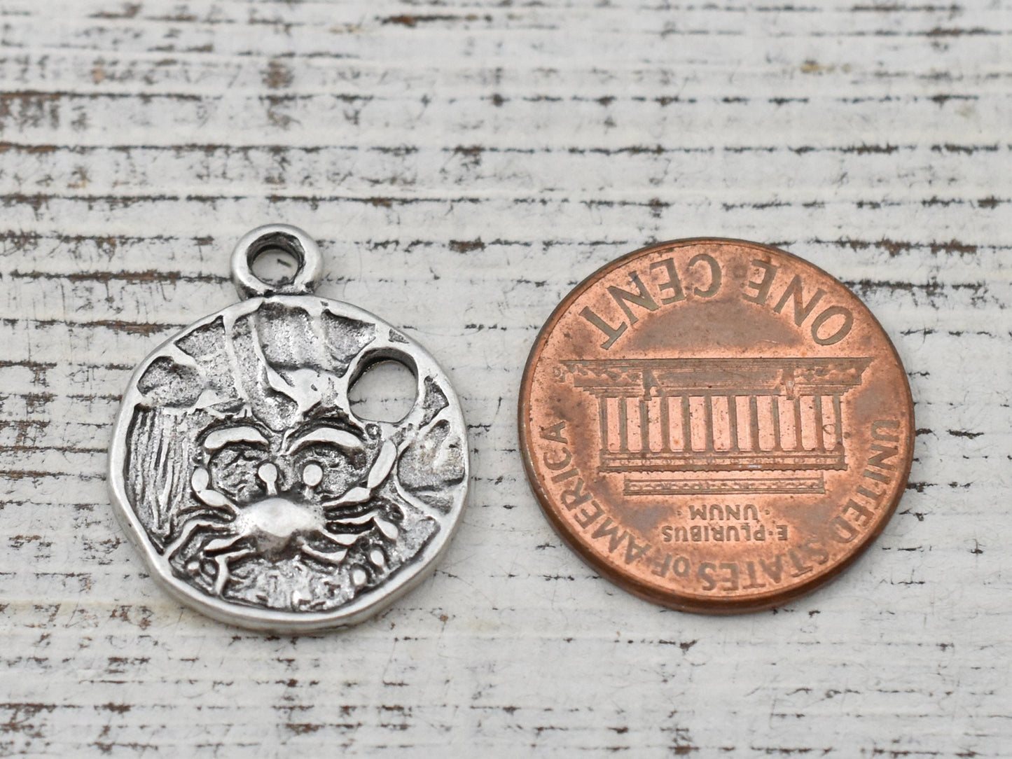 *5* 21x18mm Thai Sterling Silver Plated Hammered Coin Charms