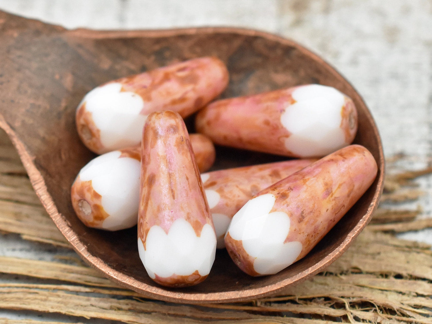 Picasso Beads - Czech Glass Beads - Teardrop Beads - Czech Drop Beads - Chunky Beads - Vertical Teardrop - 19x9m - 2pcs (2690)