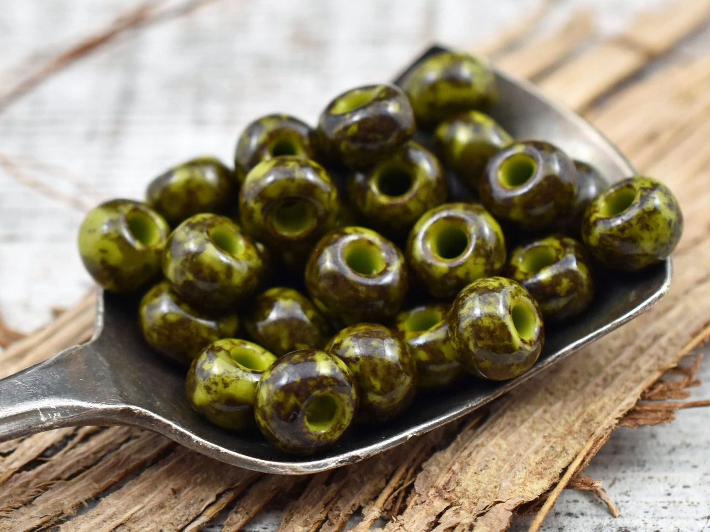 Picasso Sead Beads - Czech Glass Beads - Size 2 Beads - 2/0 Beads - Large Hole Beads - 6x4mm - 15 grams (2824)