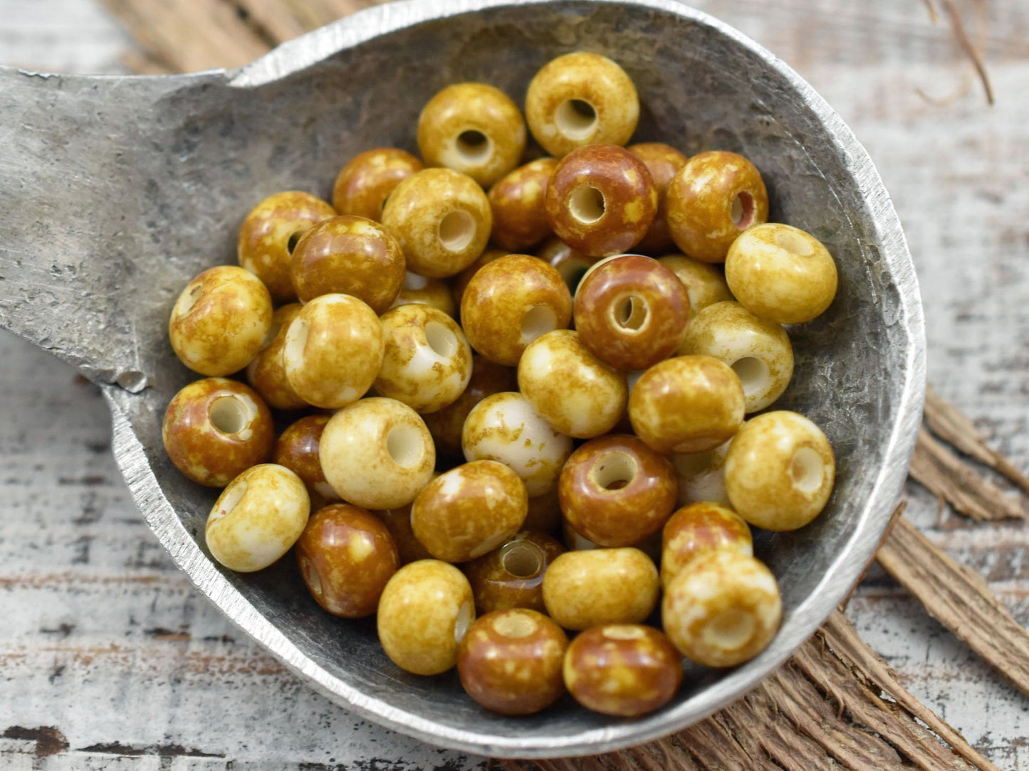 Picasso Beads - Czech Glass Beads - Seed Beads - Size 2 Beads - 2/0 Beads - Large Hole Beads - 6x4mm - 15 grams (2423)