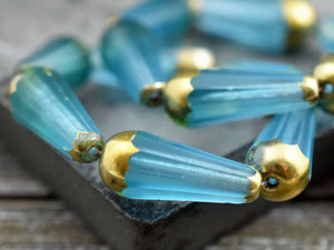 Czech Glass Beads - Drop Beads - Teardrop Beads - Picasso Beads - Faceted Beads - 8x20mm - 2pcs - (2591)