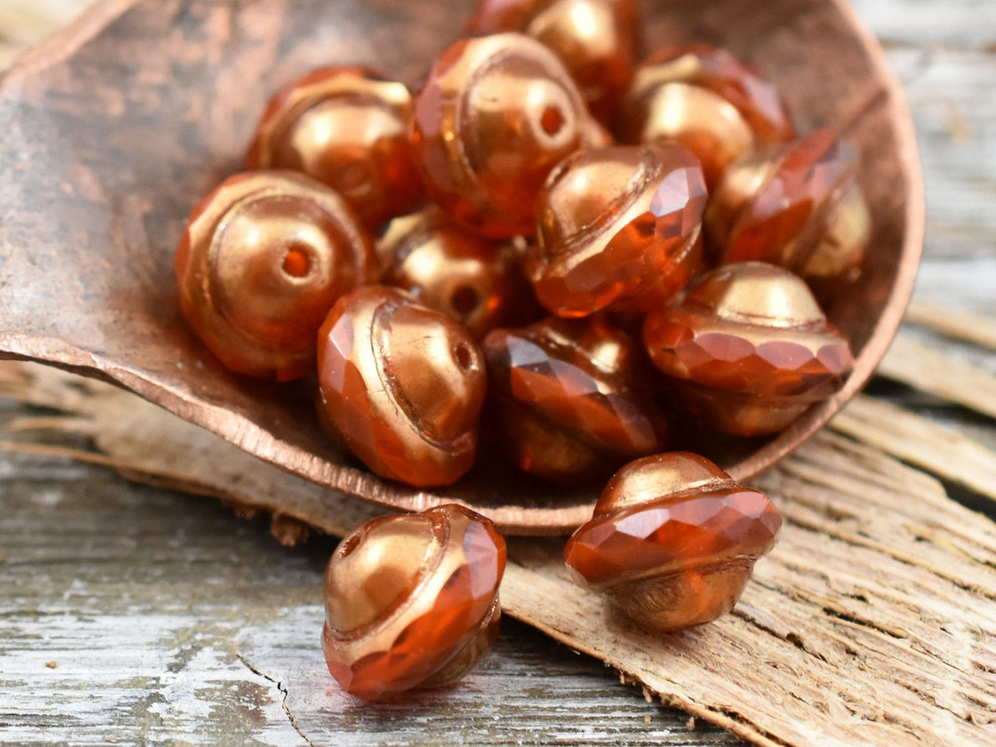 Czech Glass Beads - Planet Beads - Saturn Beads - Saucer Beads - Picasso Beads - 8x10mm - 10pcs (B243)