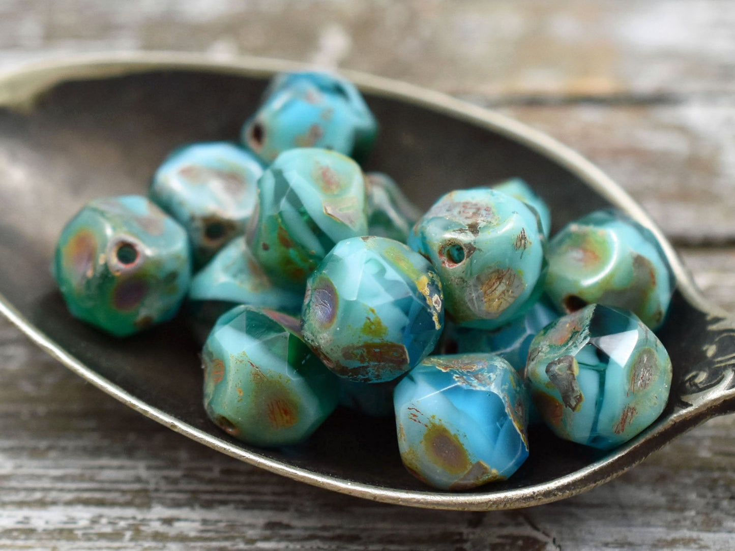 Picasso Beads - Czech Glass Beads - Central Cut Beads - 8mm Beads - Round Beads - Central Cut Round - Czech Beads - 10pcs (777)