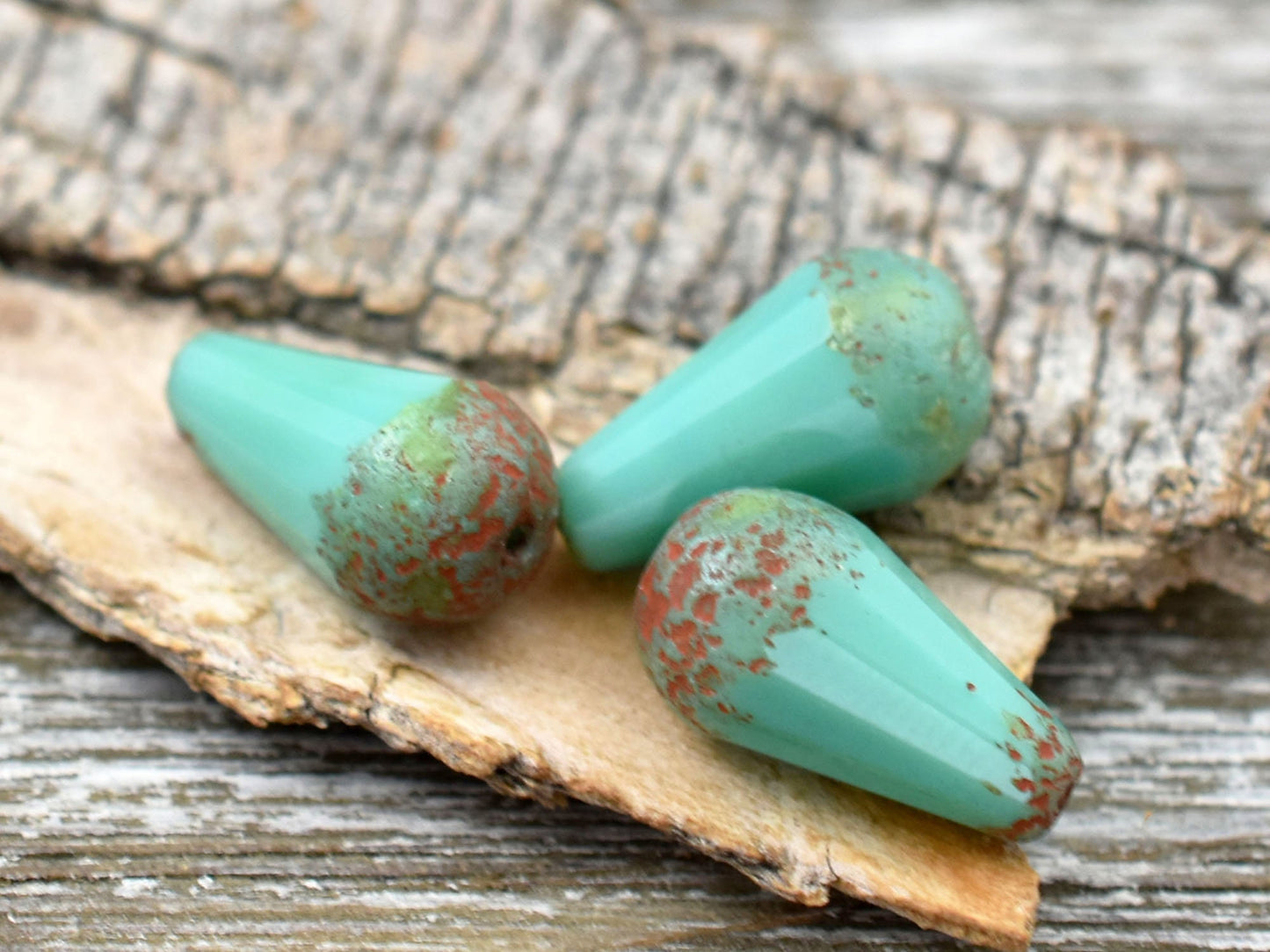 Picasso Beads - Czech Glass Beads - Drop Beads - Teardrop Beads - Faceted Beads - 8x15mm - 4pcs - (4041)