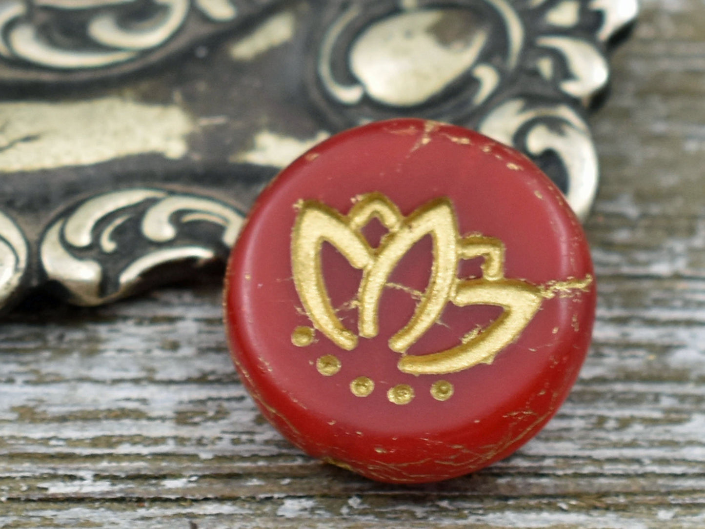 Lotus Flower Beads - Czech Glass Beads - Lotus Beads - Picasso Beads - 14mm - 4pcs - (4716)