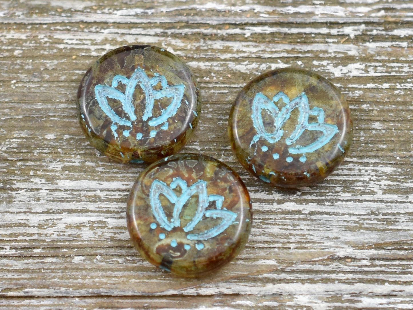 Picasso Beads - Lotus Flower Beads - Czech Glass Beads - Lotus Beads - Floral Beads - 14mm - 4pcs - (4851)