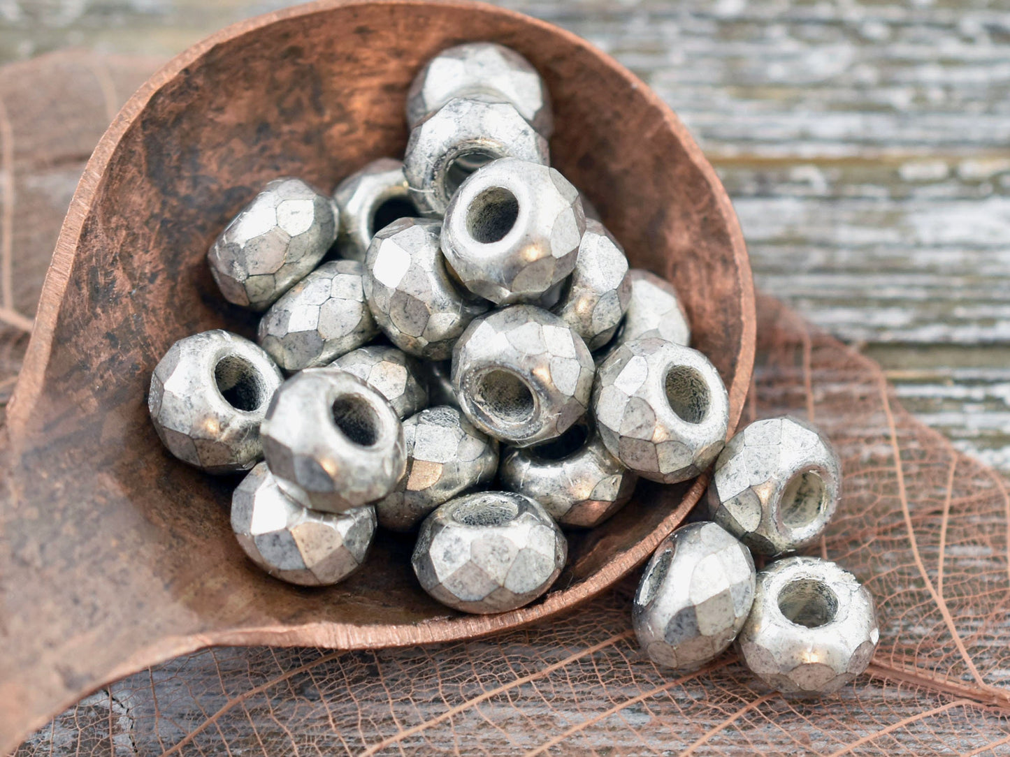 Czech Glass Beads - Large Hole Beads - Fire Polished Beads - Roller Rondelle - Rondelle Beads - 3mm Hole - 5x8mm - 10 or 25pcs