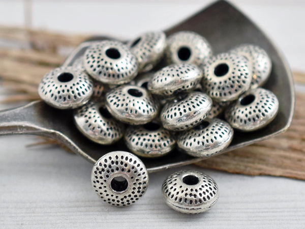 *50* 8x3mm Antique Silver Rondelle Spacer Beads