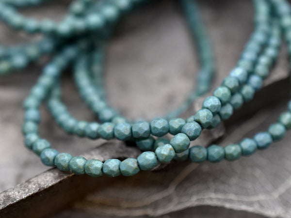 3mm Beads - Czech Glass Beads - Fire Polish Beads - Round Beads - Etched Beads - Matte Beads -  50pcs (5831)