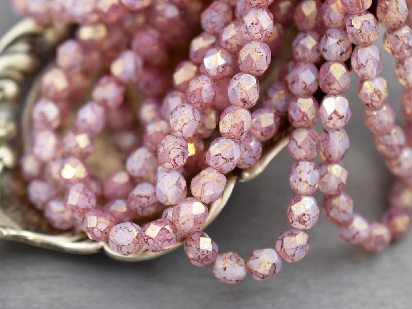 Picasso Beads - Fire Polished Beads - Czech Glass Beads - 6mm Beads - Round Beads - Pink Beads - 25pcs (2739)
