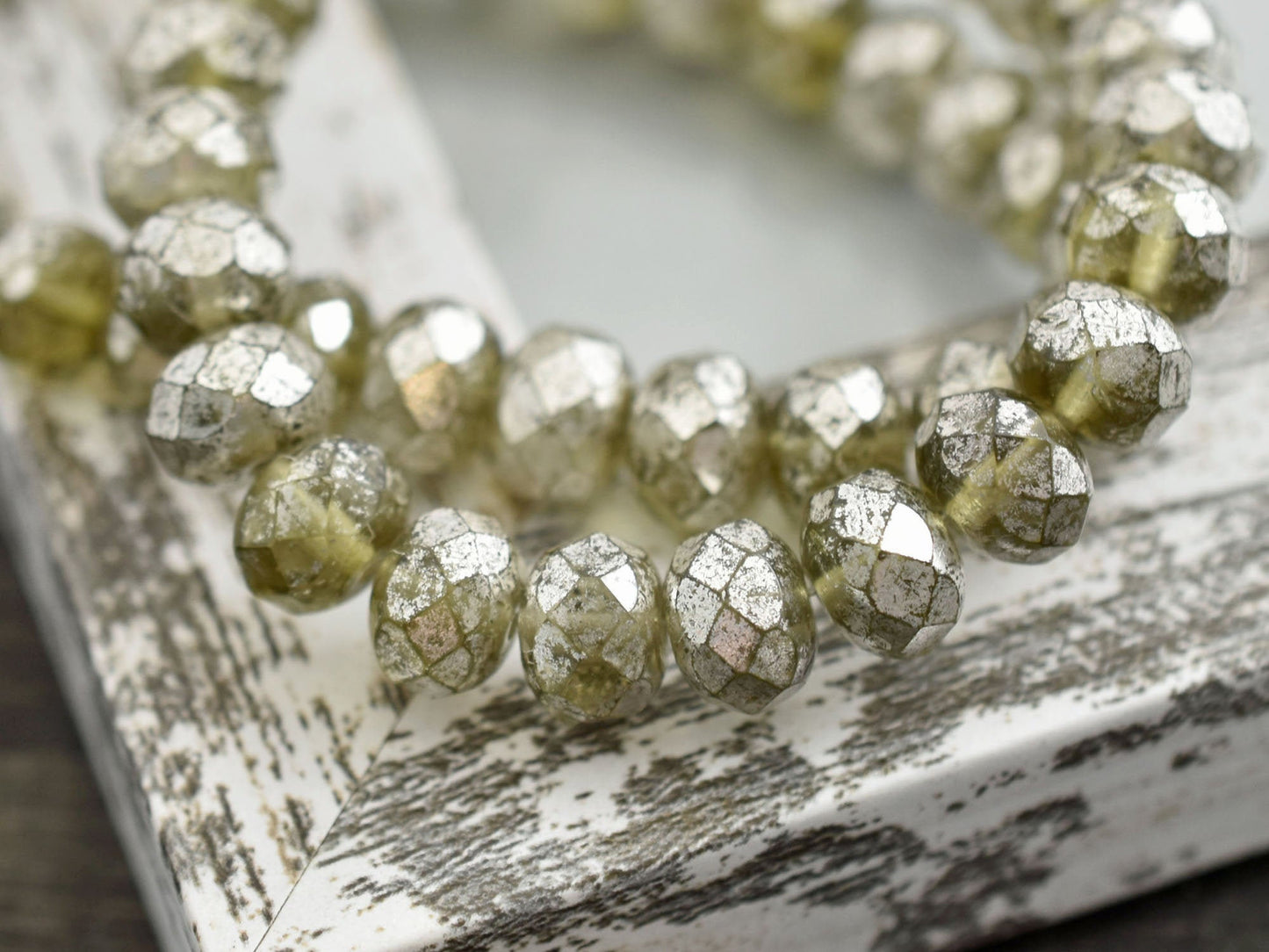 Czech Glass Beads - Rondelle Beads - Fire Polished Beads - 6x8 Rondelle - Mercury Beads - 6x8mm - 25pcs (4579)