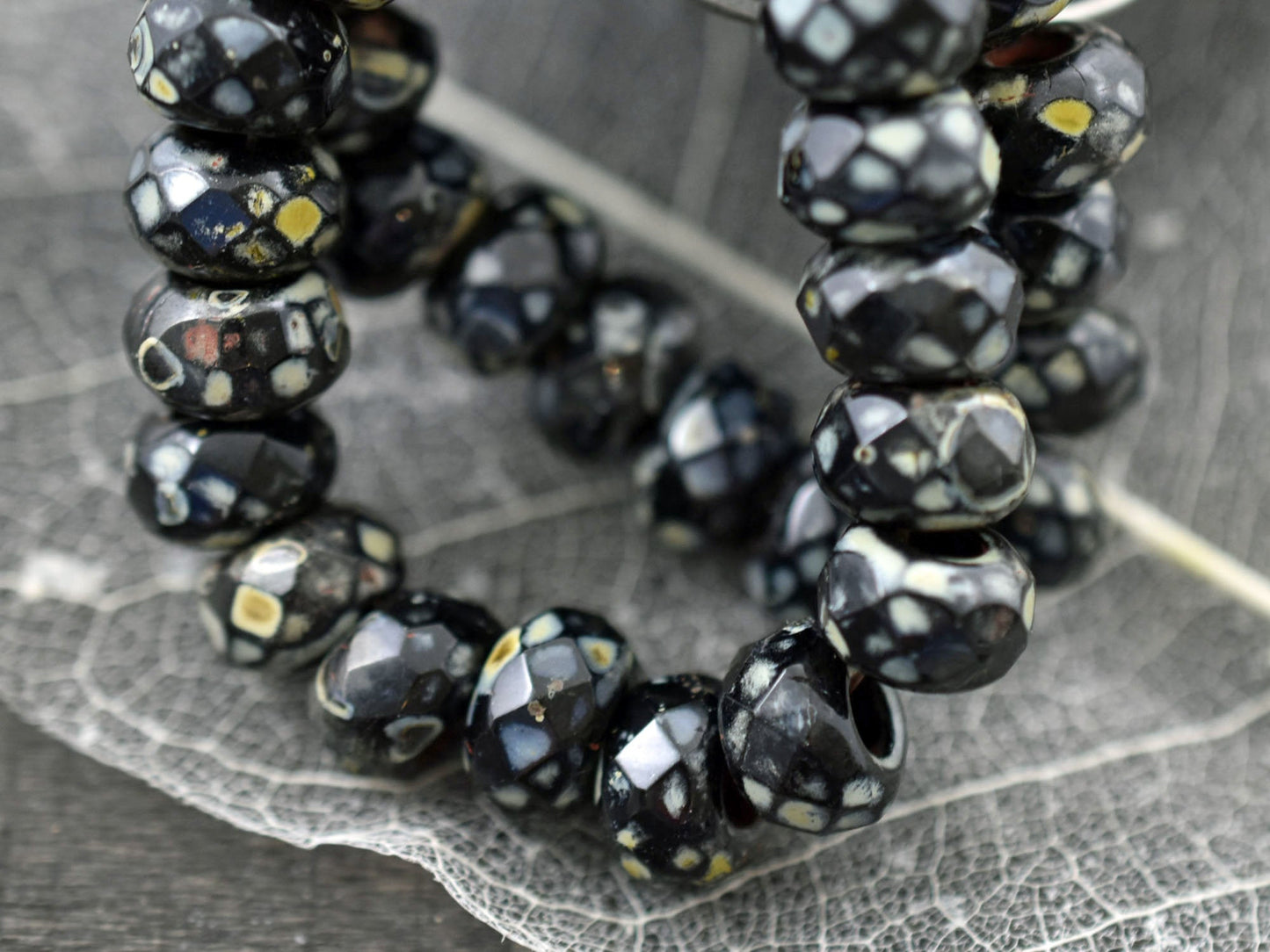 5x8mm - Roller Rondelle - Large Hole Beads - Picasso Beads - Czech Glass Beads - Rondelle Beads - Roller Beads - 10pcs - (5241)