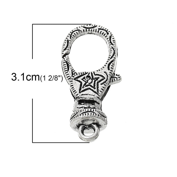 *4* 30x13mm Antique Silver Swivel Lobster Clasps