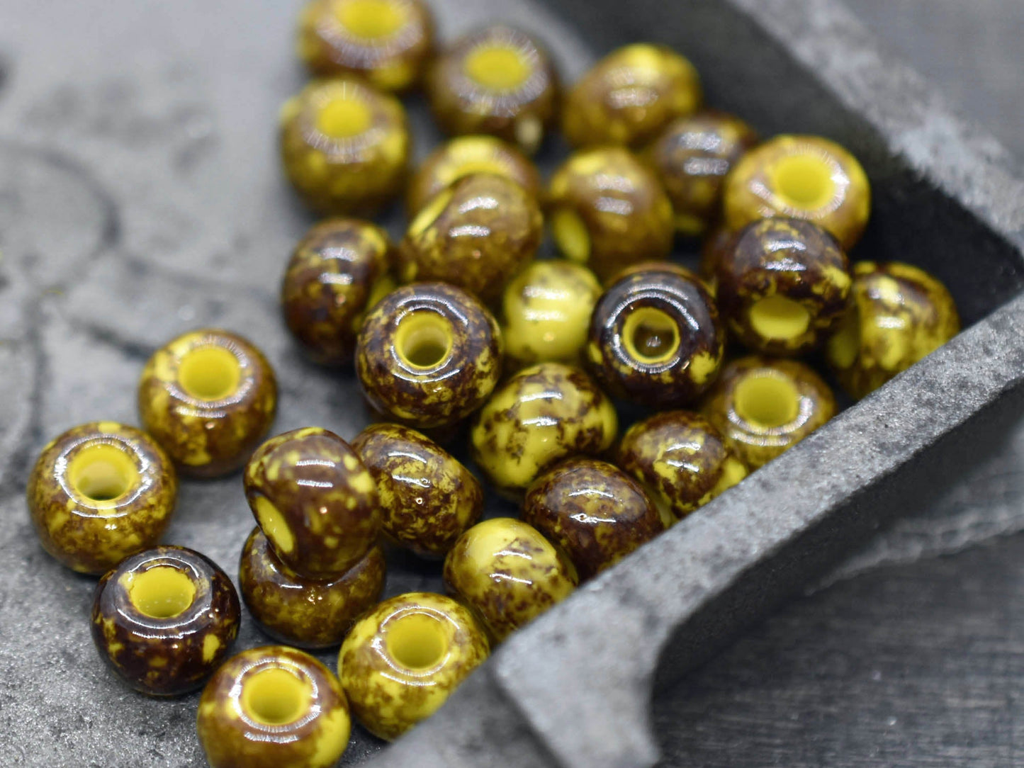 Large Seed Beads - Picasso Beads - Czech Glass Beads - 32/0 Seed Beads - Approx 45 Beads - 20 grams (1807)