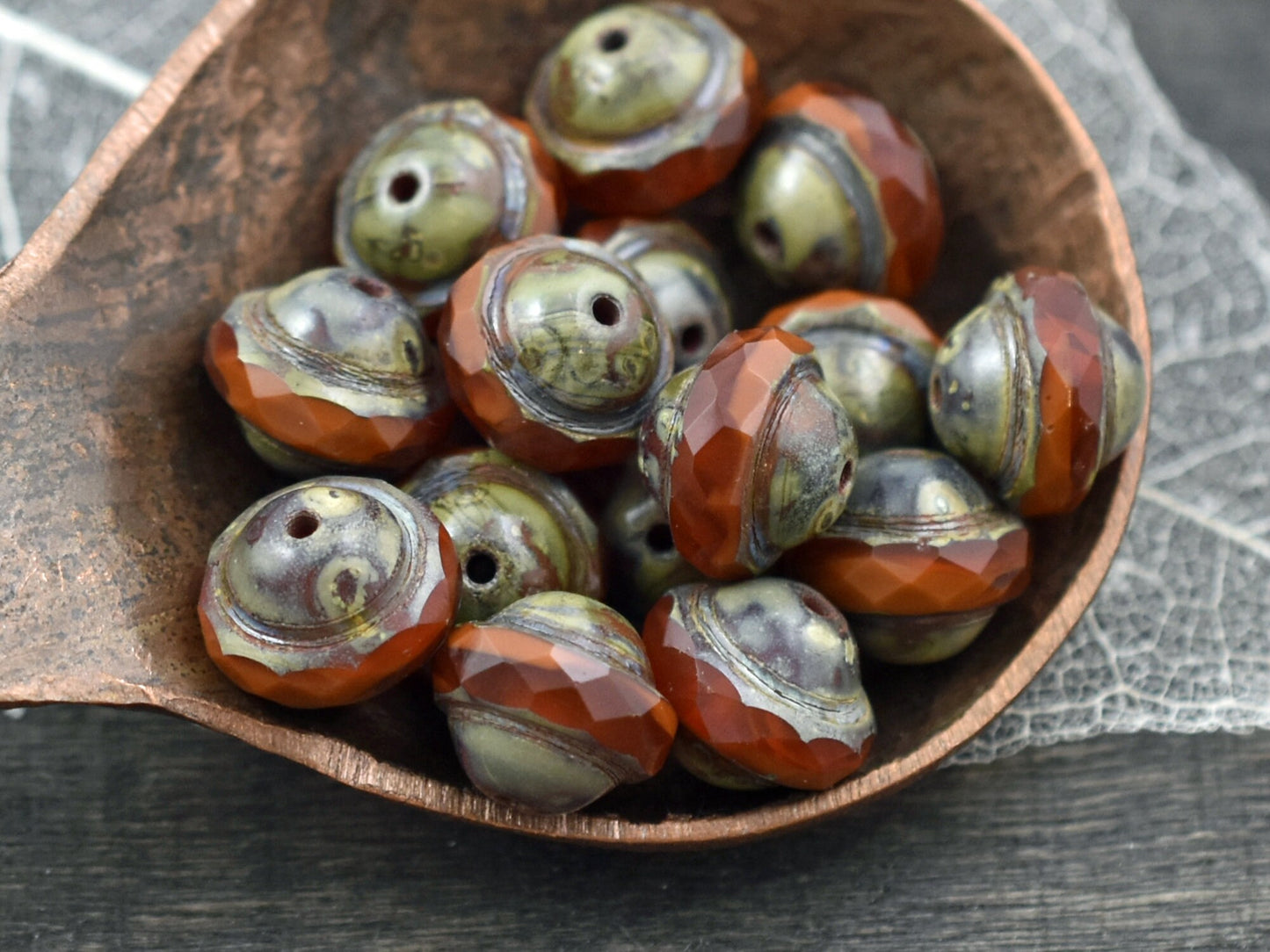 Picasso Beads - Czech Glass Beads - Saturn Beads - Saucer Beads - Planet Beads - UFO Beads - 9x7mm - 15pcs - (434)