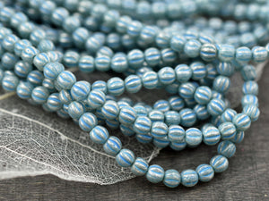 Melon Beads - 4mm Beads - Czech Glass Beads - Round Beads - Spacer Beads - 4mm - 50pcs - (1082)