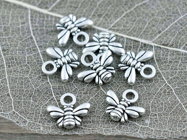 *50* 10x11mm Antique Silver Bee Charms