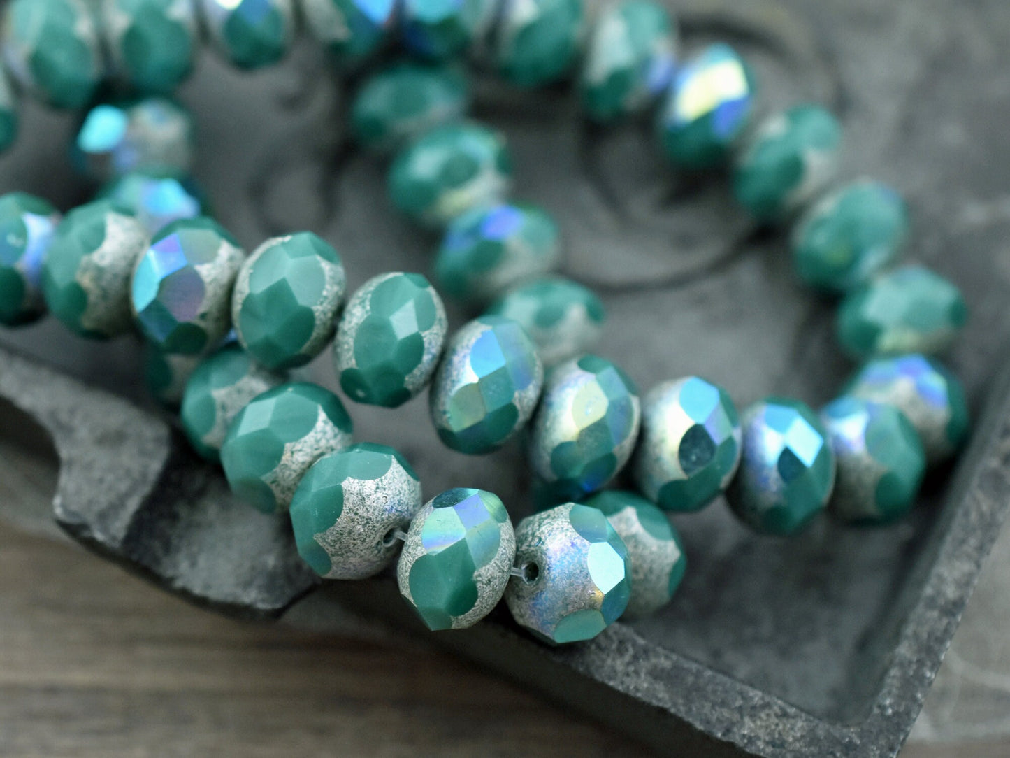 Czech Glass Beads - Rondelle Beads - Czech Rondelles - Fire Polished Beads - 6x8mm - 25pcs (5205)