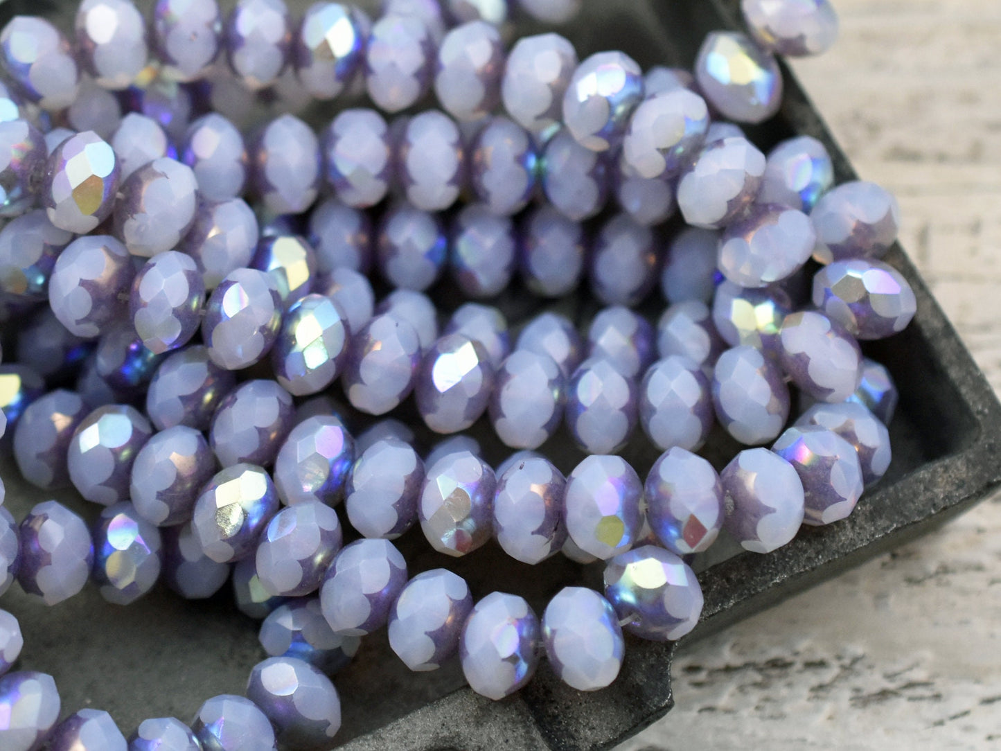 Czech Glass Beads - Rondelle Beads - Fire Polished Beads - Picasso Beads - 6x8mm - 25pcs (A433)