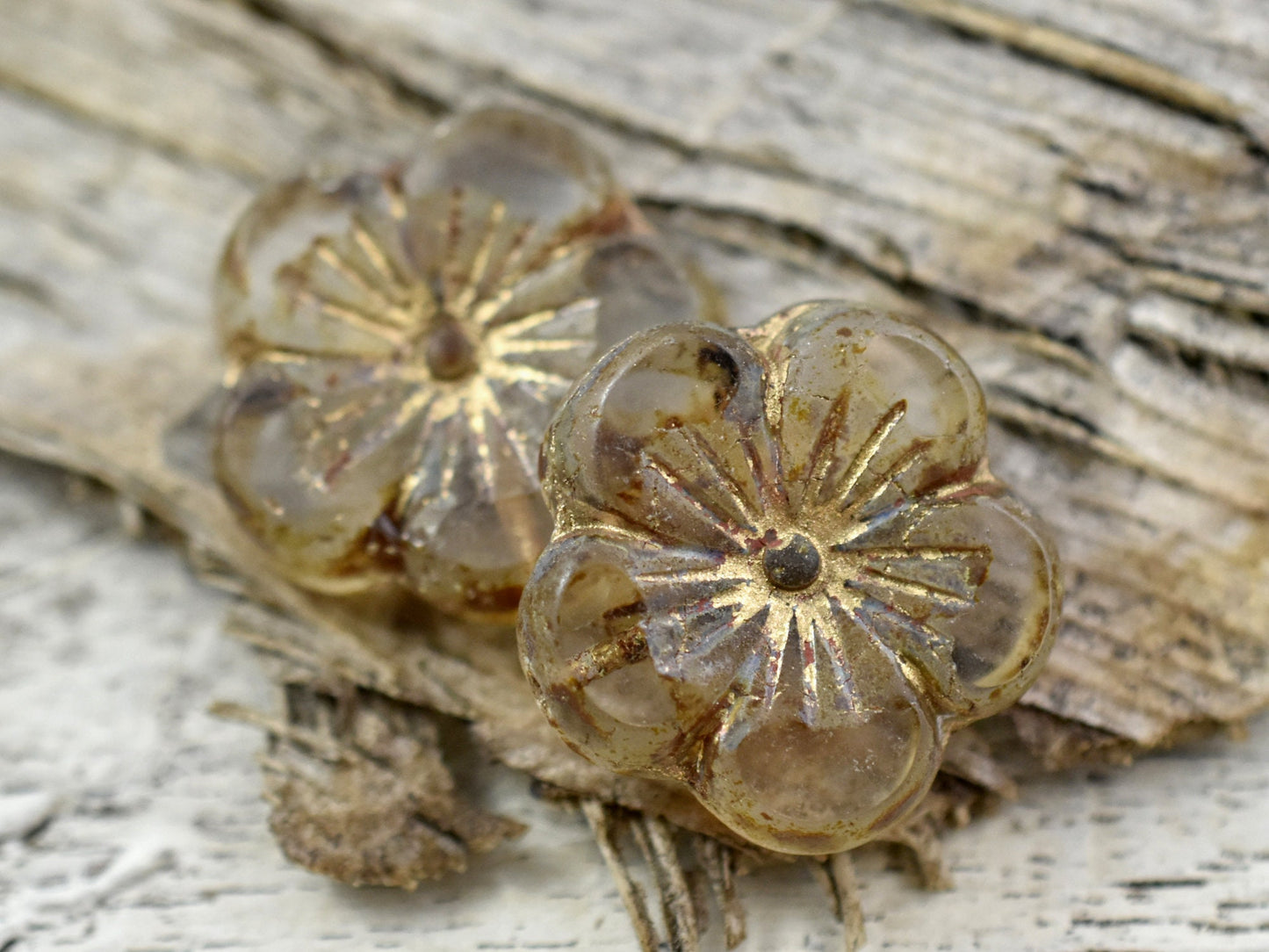 Czech Beads - Hibiscus Beads - Picasso Beads - Flower Beads - Hawaiian Flower Beads - Czech Flowers - 21mm - (1223)