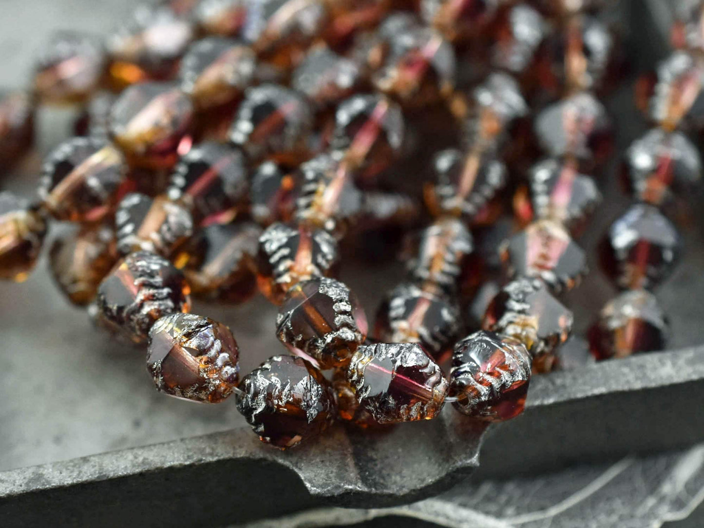 9x7mm - Czech Glass Beads - Picasso Beads - Bicone Beads - Faceted Beads - Czech Bicone - Glass Beads - Czech Beads - 6pcs - (374)