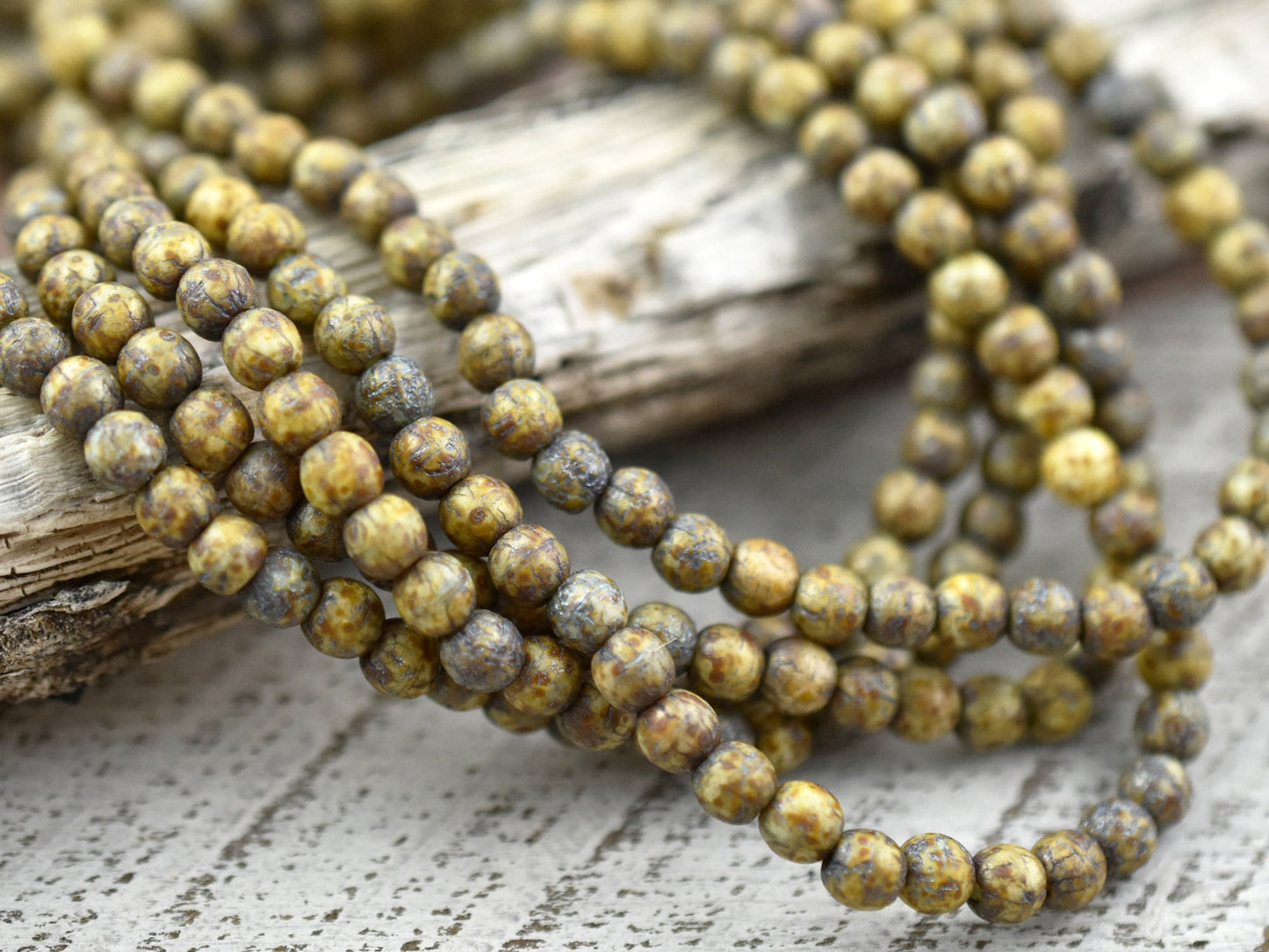 Picasso Beads - 4mm Beads - Czech Glass Beads - Druk Beads - Round Beads - 4mm Round Beads - 50pcs - (1684)