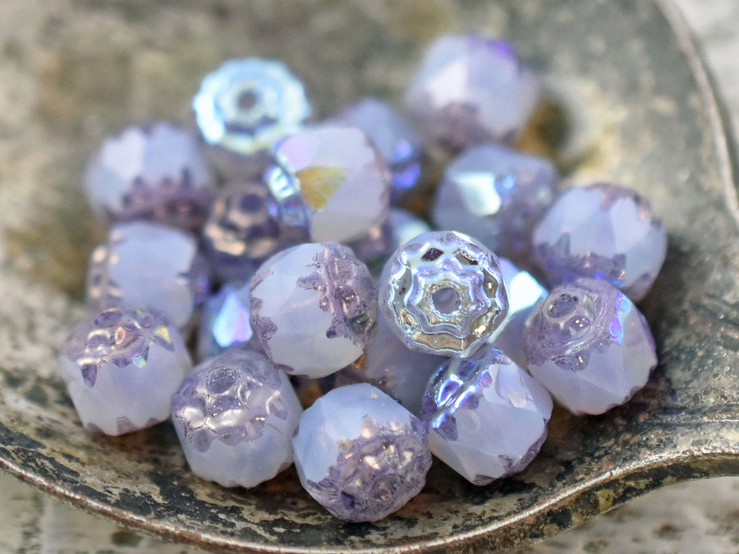 Czech Glass Beads - Cathedral Beads - Purple Beads - Fire Polish Beads - Choose from 6mm or 8mm