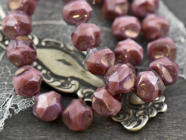 Czech Glass Beads - Central Cut Beads - Round Beads - Picasso Beads - Czech Beads - Pink Beads - 9mm - 15pcs - (1534)