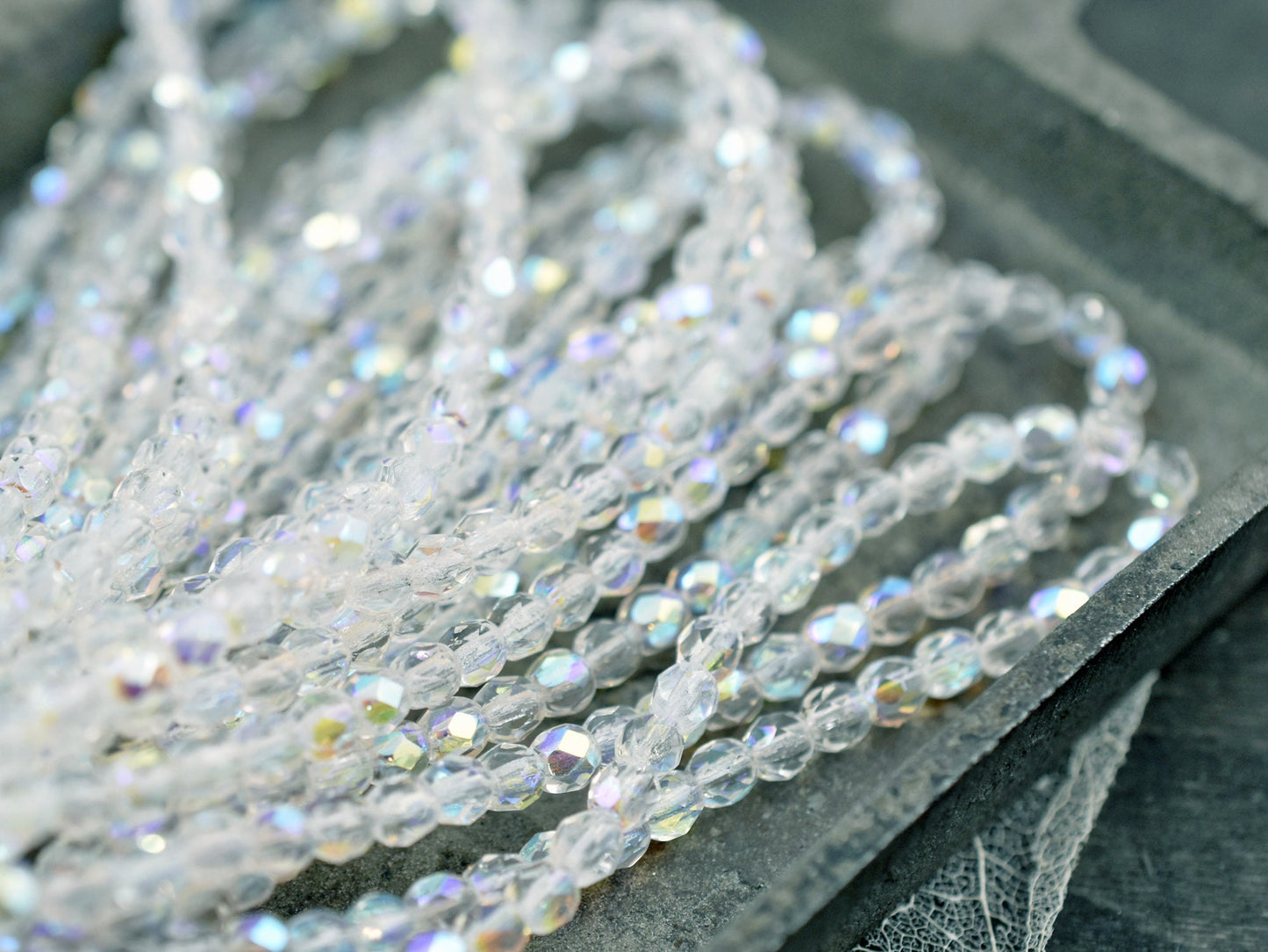 Fire Polished Beads - 4mm Beads - Crystal AB Beads - Czech Glass Beads - Crystal Spacers - Round Beads - 50pcs - 4mm - (728)