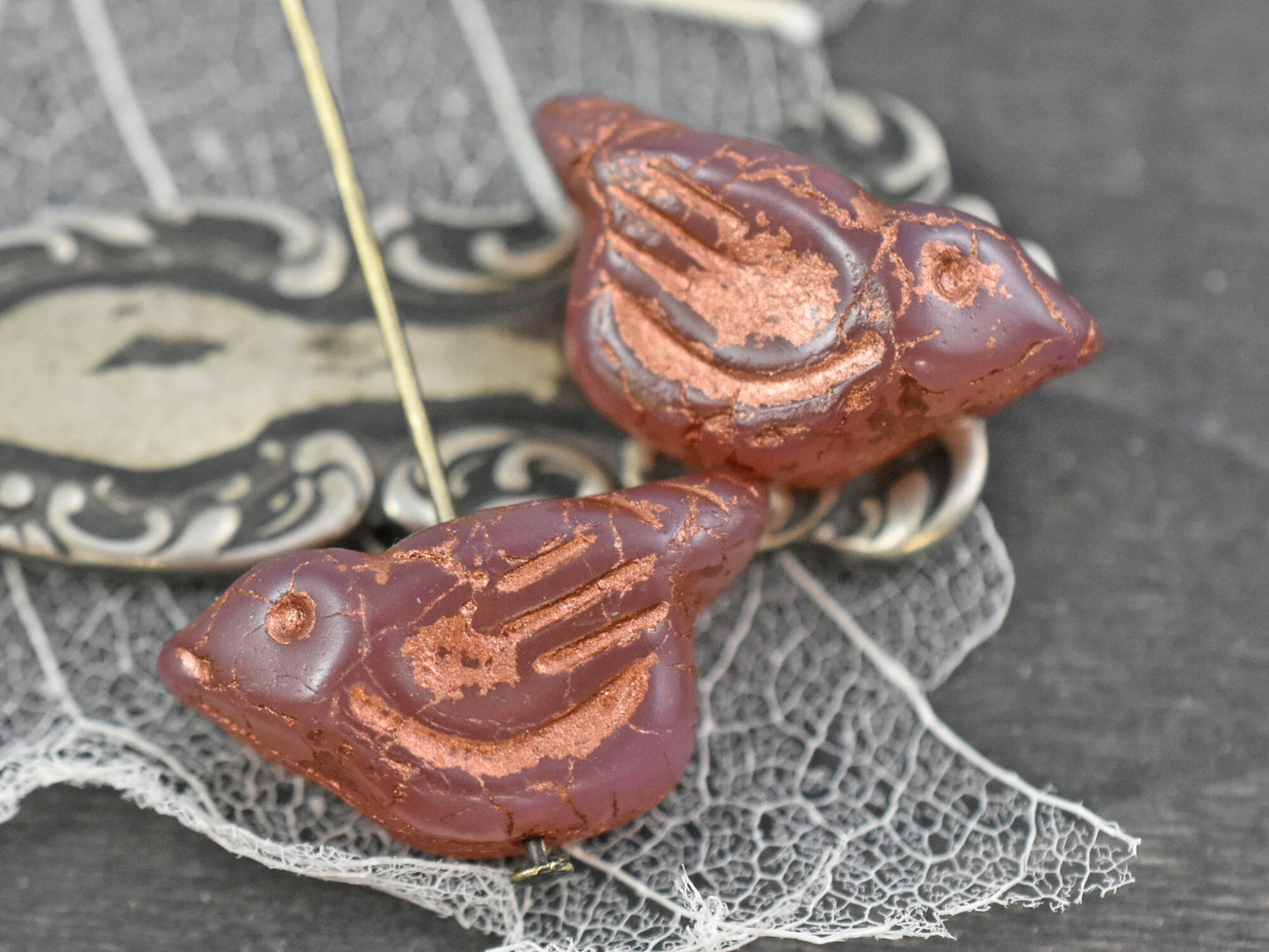 Czech Glass Beads - Bird Beads - Picasso Beads - Animal Beads - Czech Glass Bird Beads - 2pcs - 11x22mm (4374)