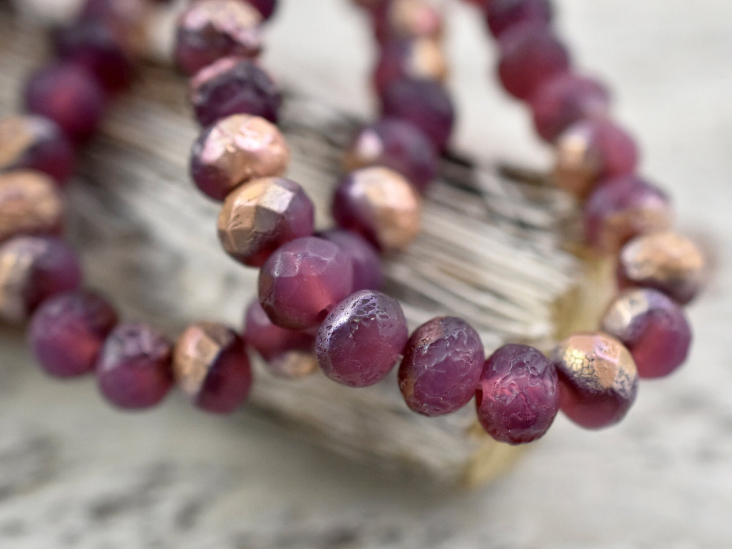 Czech Glass Beads - Picasso Beads - Rondelle Beads - Etched Beads - Pink Beads - 25pcs - 5x7mm (3596)