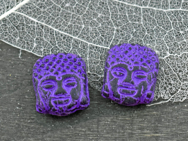 Czech Glass Beads - Buddha Beads - Picasso Beads - Buddha Head Bead - 14x12mm - 2pcs (4123)