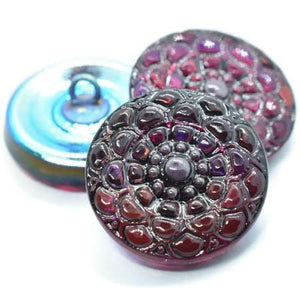 Czech Glass Buttons - Shank Buttons - Artisan Button - Handmade Button - 18mm (1307) 1pcs