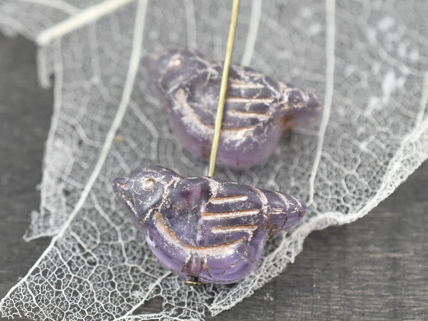 Czech Glass Beads - Bird Beads - Picasso Beads - Animal Beads - Czech Glass Bird Beads - 2pcs - 11x22mm (1300)