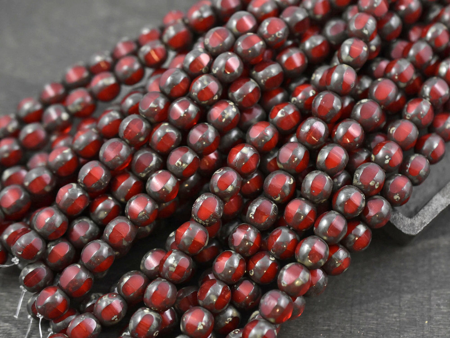 Picasso Beads - Czech Glass Beads - Round Beads - Red Opal - Red Picasso - 10pcs - 8mm - (455)