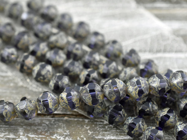 Picasso Beads - Czech Glass Beads - Round Beads - Central Cut Beads - Purple Beads - 9mm - 10pcs (4877)