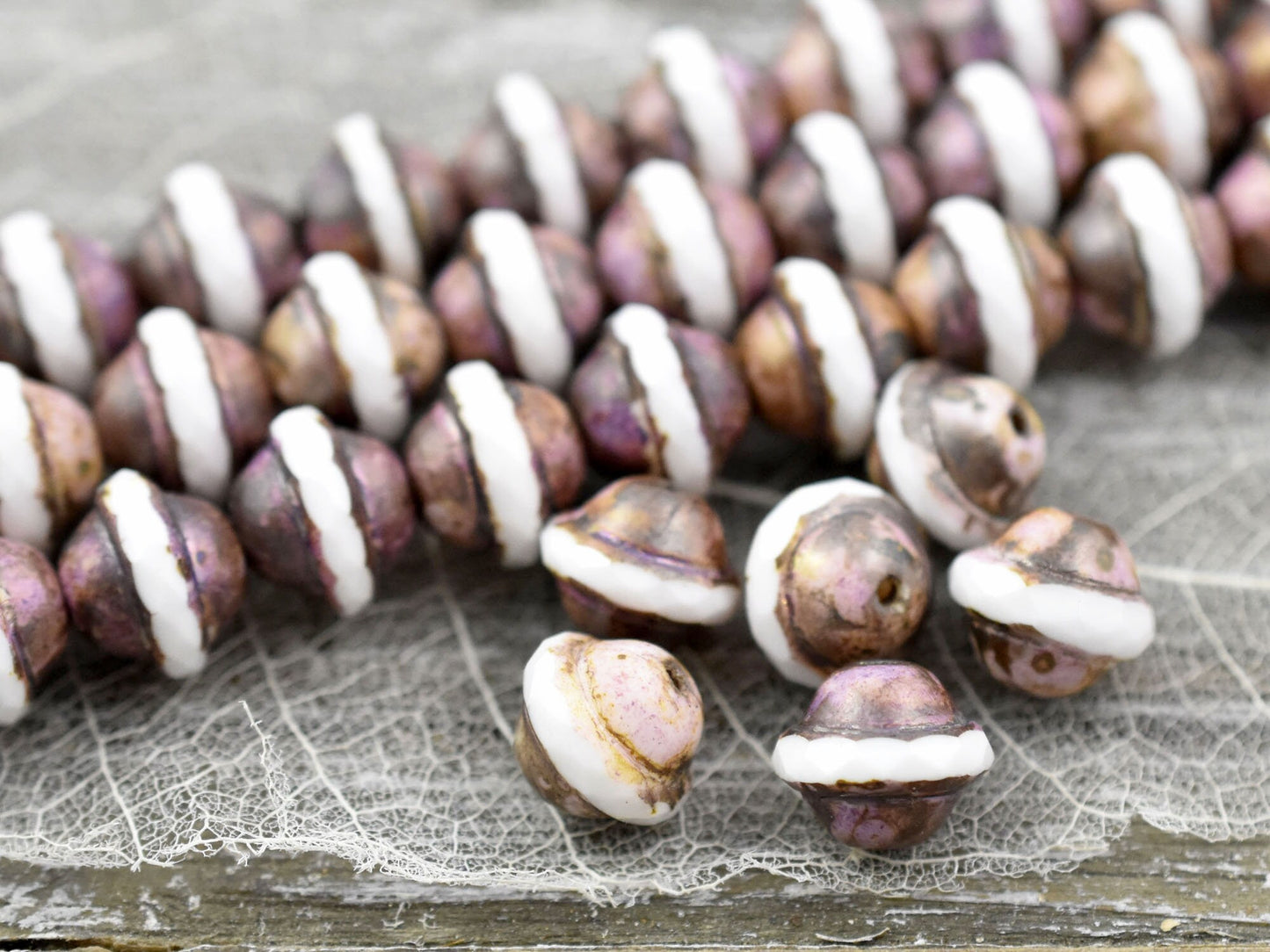 Picasso Beads - Czech Glass Beads - Vintage Beads - Large Glass Beads - Saturn Beads - 27pcs - 8x10mm - (B100)