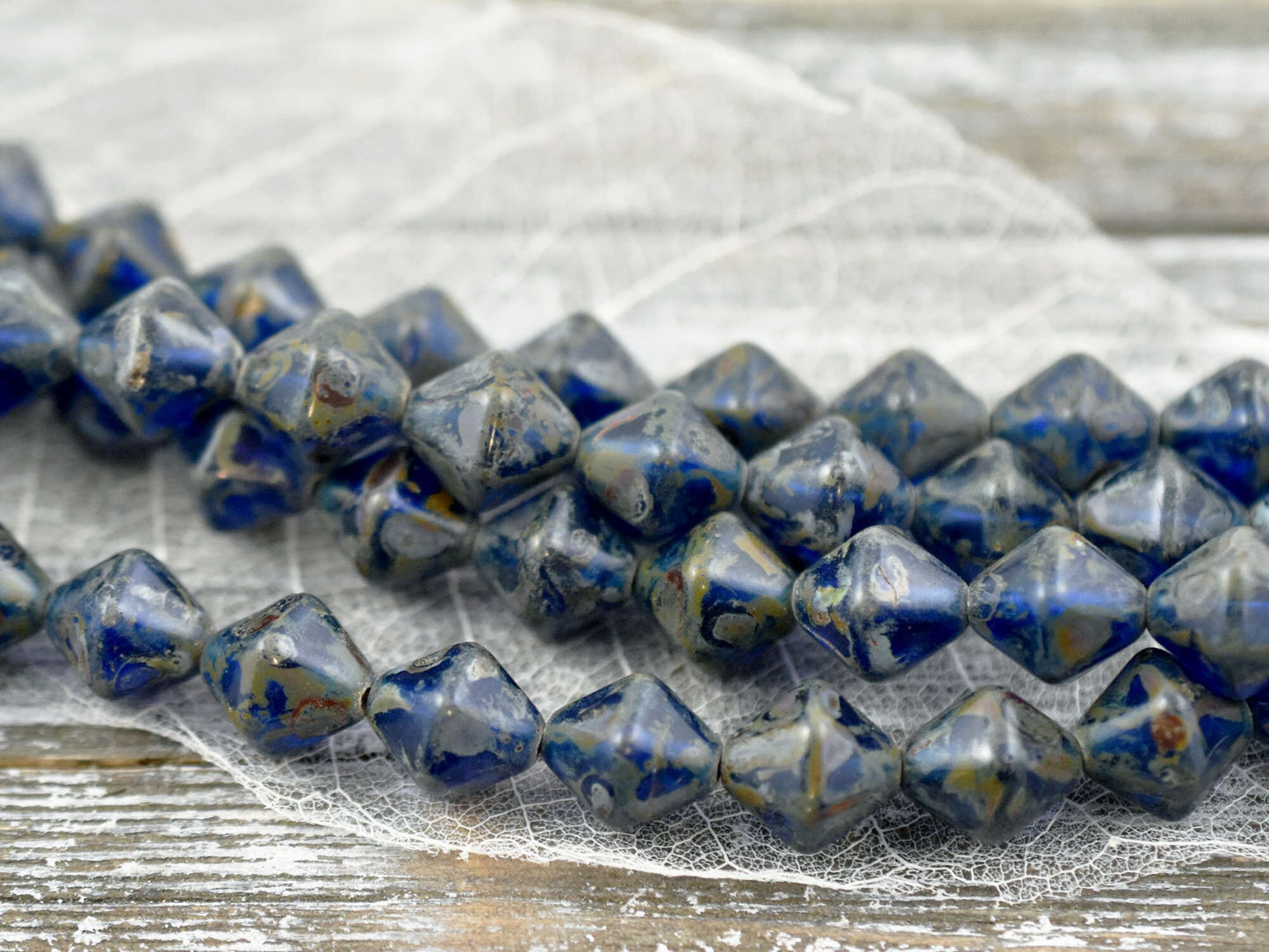 Vintage Czech Glass - Picasso Beads - Czech Glass Beads - Bicone Beads - Chunky Beads - Lantern Bicone - 11mm - 17pcs - (A384)