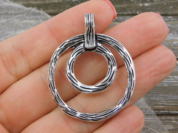 43x35mm Antique Silver Ring Pendant