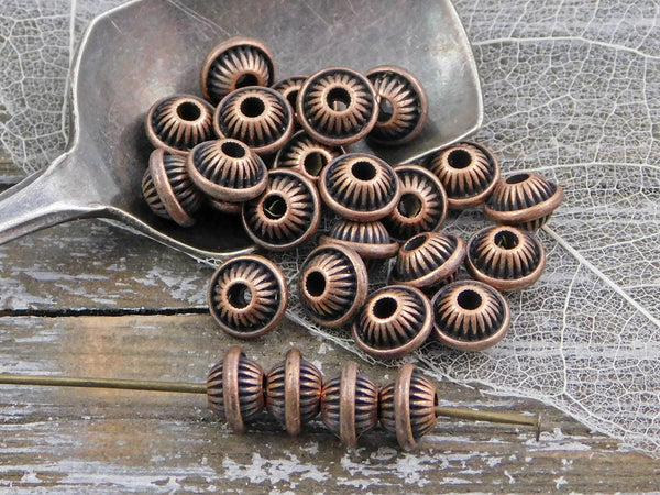 *25* 5x7mm Antique Copper Bicone Spacer Beads