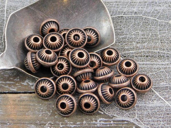 *25* 5x7mm Antique Copper Bicone Spacer Beads