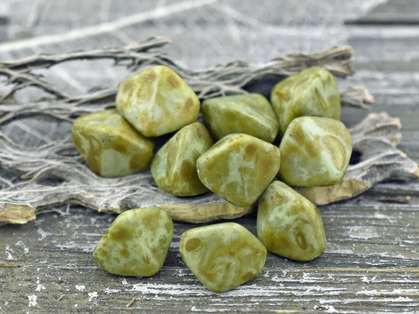 Picasso Beads - Czech Glass Beads - Large Pinch Beads - Vintage Czech Glass - 11mm - 10pcs (3262)